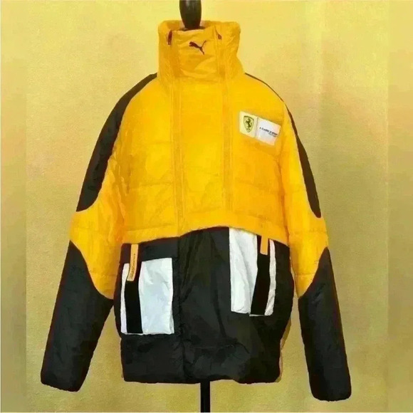 Puma X Scuderia Ferrari Yellow/Black Lightweight Padded Race Jacket Large NWOT! - Picture 5 of 16